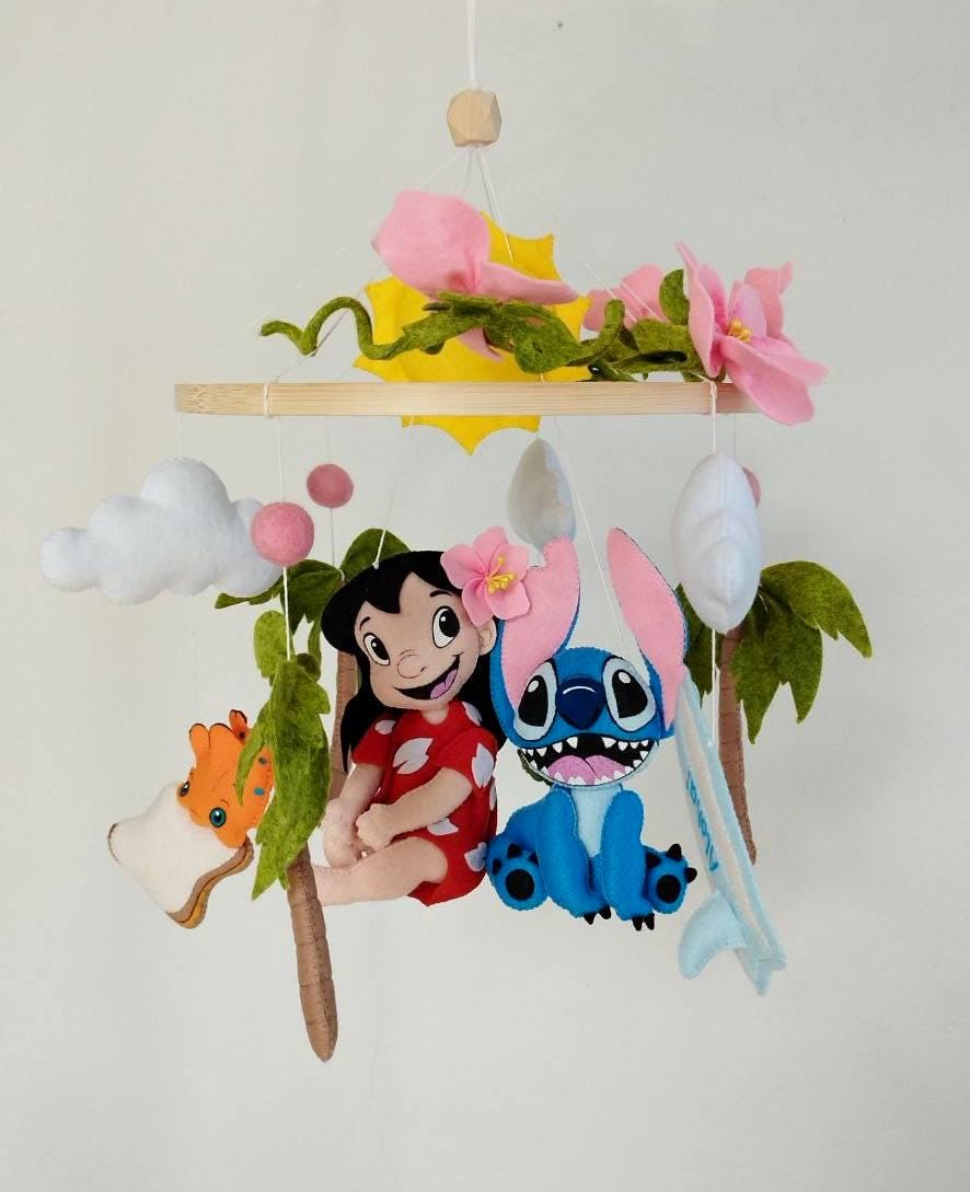 Handmade Hawaiian Baby Mobile: Bamboo Hoop, Felt Figures