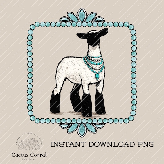 Turquoise Show Sheep PNG: Western Graphic (Digital Download)