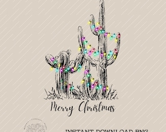 Frohe Weihnachten Kaktus PNG: Western Urlaub Design (Digitaler Download)