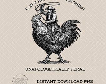 Cowboy Chicken PNG: Western Art, Sublimation Design (Digital Download)