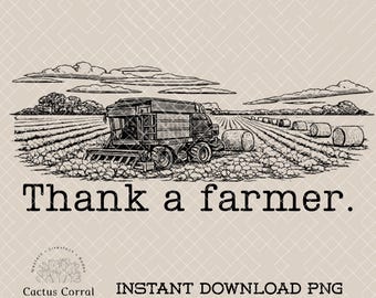 Thank a Farmer Cotton Picker PNG: John Deere Tractor (Digital Download)