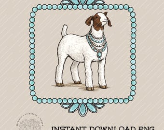Turquoise Goat PNG: Show Goat png, Turquoise, Livestock