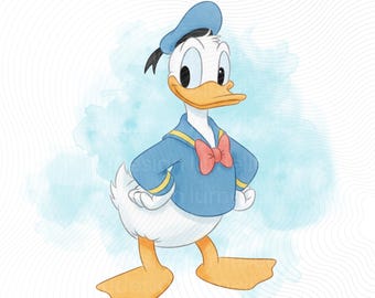 Donald Duck Watercolor Clipart, Cute Duck PNG, Hand Draw Mickey, Donald Duck, Mickey Mouse & Friends Best PNG, Instan Download