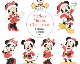 Micky Minnie Maus Weihnachten Clipart, Aquarell Micky, Mickey Minnie PNG, Micky Maus & Friends Best PNG, Instan Download, Printable