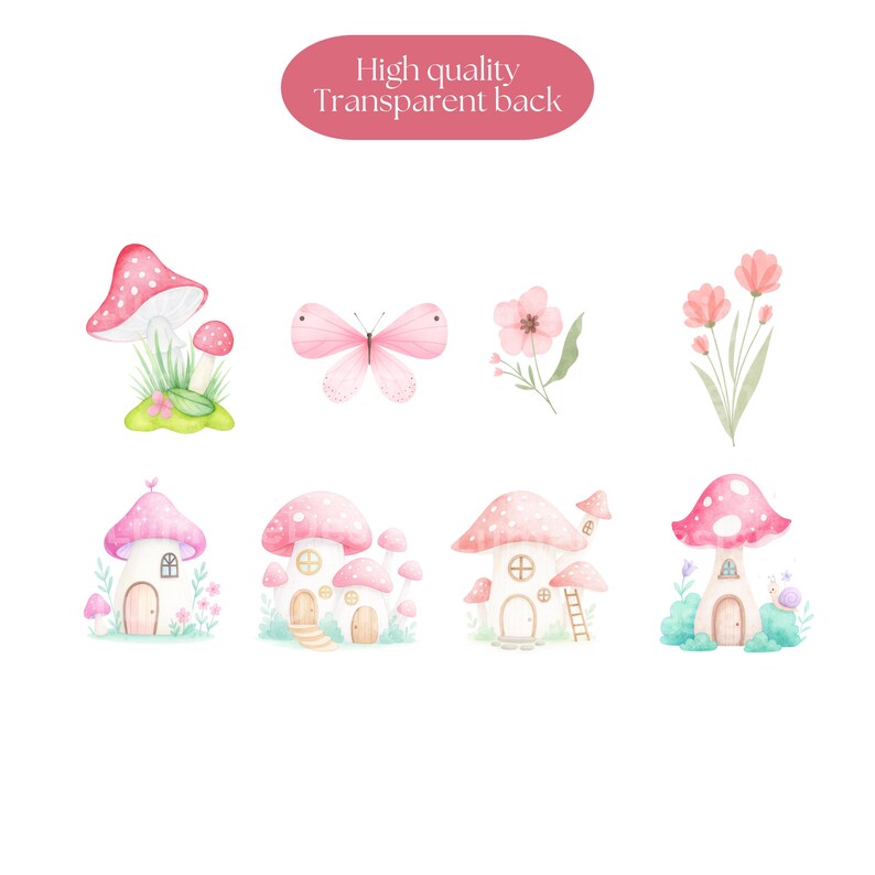 Fairy Garden Clipart Bundle, Pastel Watercolor Fairy Clipart PNG ...
