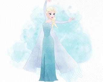 Princess Elsa Watercolor Clipart PNG, Hand Drawn Frozen, Frozen Princess, Frozen Cliparts, Kids Birthday, Elsa, Anna, Kristoff, Olaf PNG