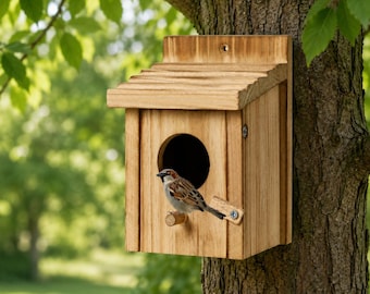Small Hummingbird House for Outside, Cedar Bird House, Outdoor Birdhouse, Wooden Hanging Bird Nest Box, Garden Bird Shelter Decor