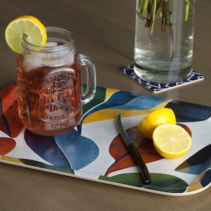 Rectangular tray 33×21 cm – Leaves | Serving tray, breakfast tray & decorative tray | Handmade from wood, sustainable