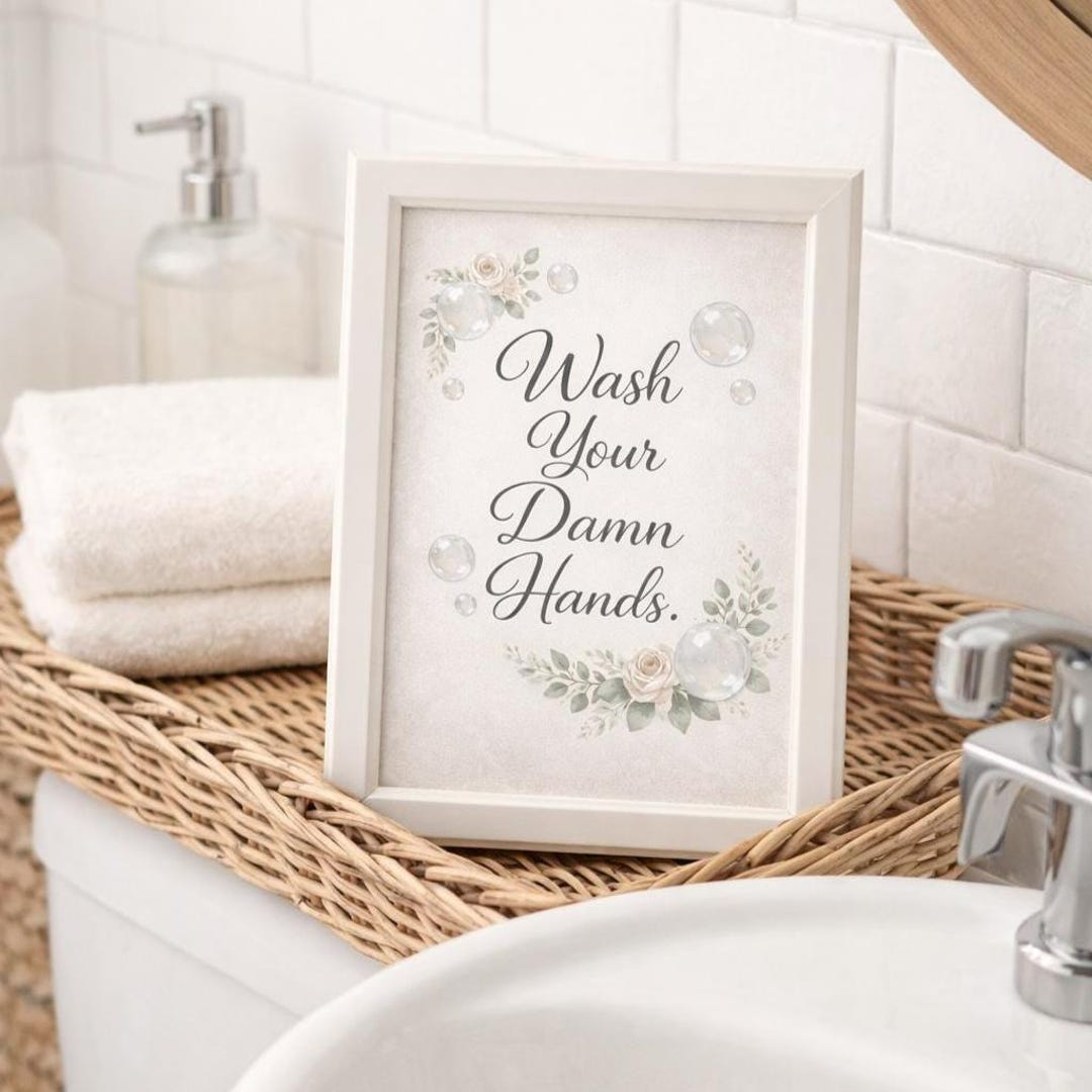 Funny Bathroom Art, Wash Your Hands Sign Funny, Guest Bathroom Decor ...