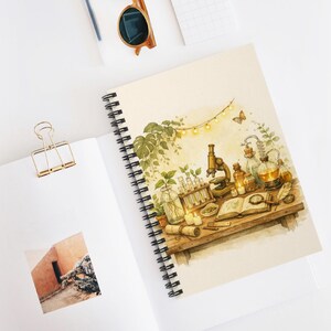 Vintage Botanical Lab Spiral Notebook | Science & Plants | Watercolor Art Journal