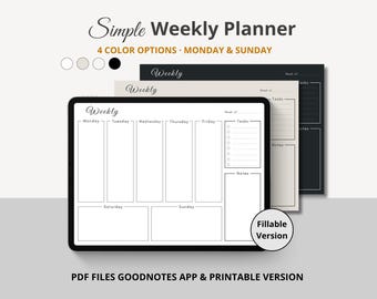 Weekly Planner Printable | Daily To Do List | Undated Digital Planner | Minimalist Desk Organizer Template