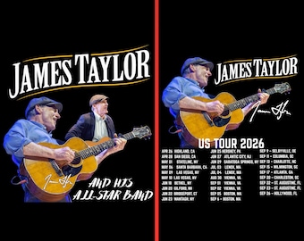 James Taylor PNG : tournée américaine 2026, modèle de t-shirt (téléchargement numérique) et prêt à imprimer.