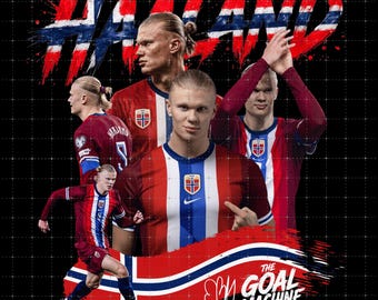 File PNG di Erling Haaland per il design di una maglietta da calcio (download digitale)
