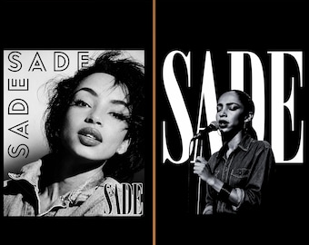 Immagine PNG di Sade, cantante vintage anni '90, grafica retrò per magliette musicali (download digitale)