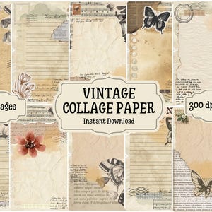 Digital Junk Journal Vintage Collage Aesthetic Background Paper Journal Pages Ephemera Printable Junk Journaling Sheets