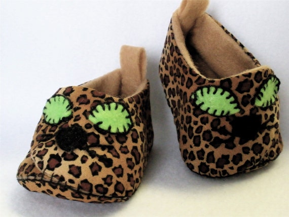 leopard baby booties