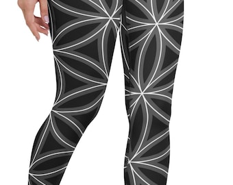 Flower of Life Yoga Leggings | Sacred Geometry Spiritual Activewear (All-Over-Print)
