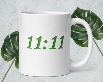 11:11 Angel Number Ceramic Mug | Sacred Geometry Tea Cup, Spiritual Drinkware