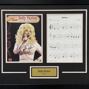 Dolly Parton Hand-Signed Autographed Authentic Jolene Sheet Music, Custom Framed/Matted, Engraved Nameplate + COA