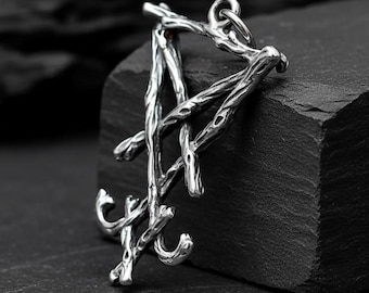 Sigil of Lucifer Necklace, Stainless Steel Luciferian Pendant, Satanic Gothic Jewelry, Occult Branch Design, Gift for Him