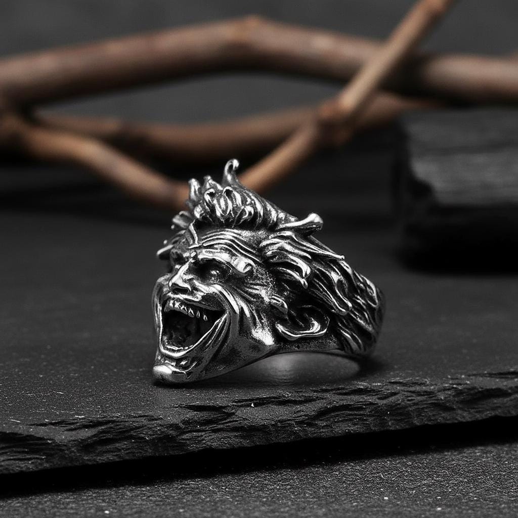 Clown Ring Men's Evil, Stainless Steel Joker Face Jewelry, Gothic