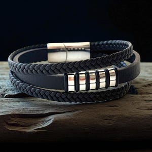 Handmade Braided Leather Bracelet for Men: Cross Charm Bangle
