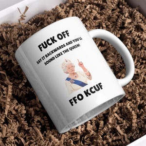 Humorous Ceramic Coffee Cups - Queen&#39;s English, Gift for Tea Lovers, Funny Mugs for Friends, Unique Drinkingware, Celebration Essentials