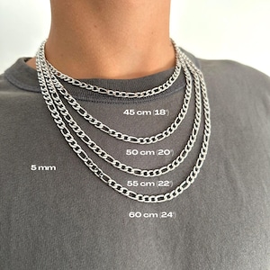 Silver figaro chain necklace, Stainless steel silver chain, Silver figaro necklace, Men&#39;s silver chain, Christmas gift idea, Friend gift