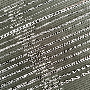 Silver plated fine link chain, stainless steel chain for men and women, pendant necklace, Christmas gift, Cuban silver necklace chain