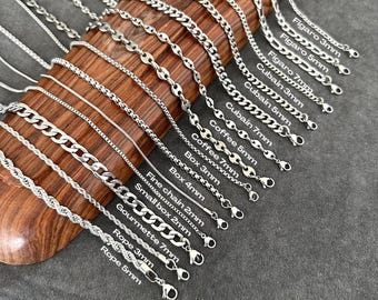 KnSam Catena rolò in acciaio inox 46-50 cm, collana da