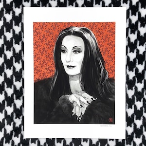 Anjelica Huston as Morticia Portrait Art Print