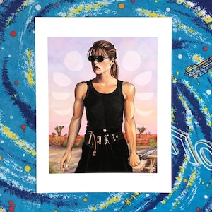 Linda Hamilton as Sarah Connor in Terminator 2 Art Print