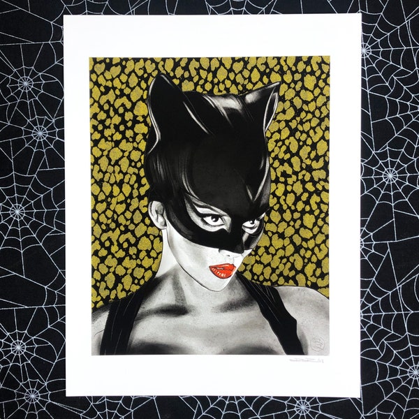 Halle Berry as Catwoman Portrait Art Print