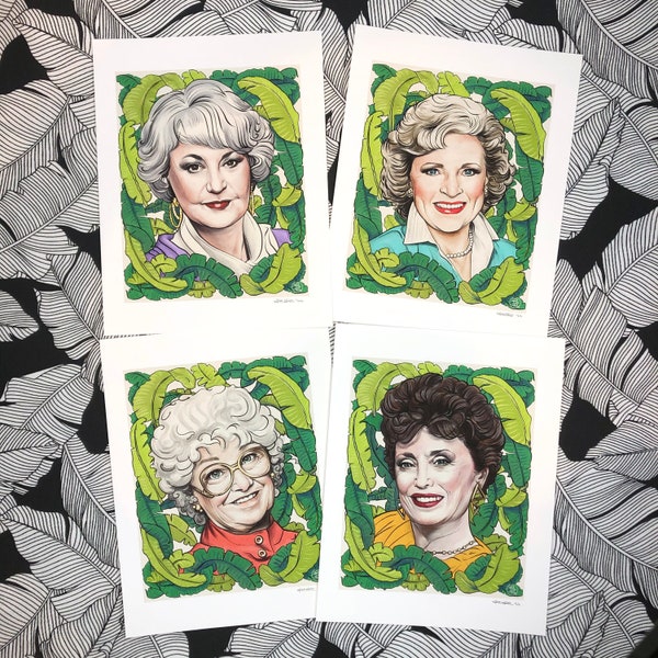 The Golden Girls Art Prints Full Set of 4 - Rose, Blanche, Dorothy & Sophia