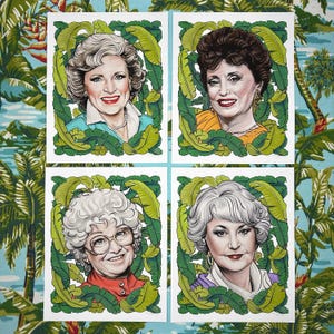 The Golden Girls Original Illustration Art Prints FULL SET OF 4 - Rose, Blanche, Dorothy & Sophia