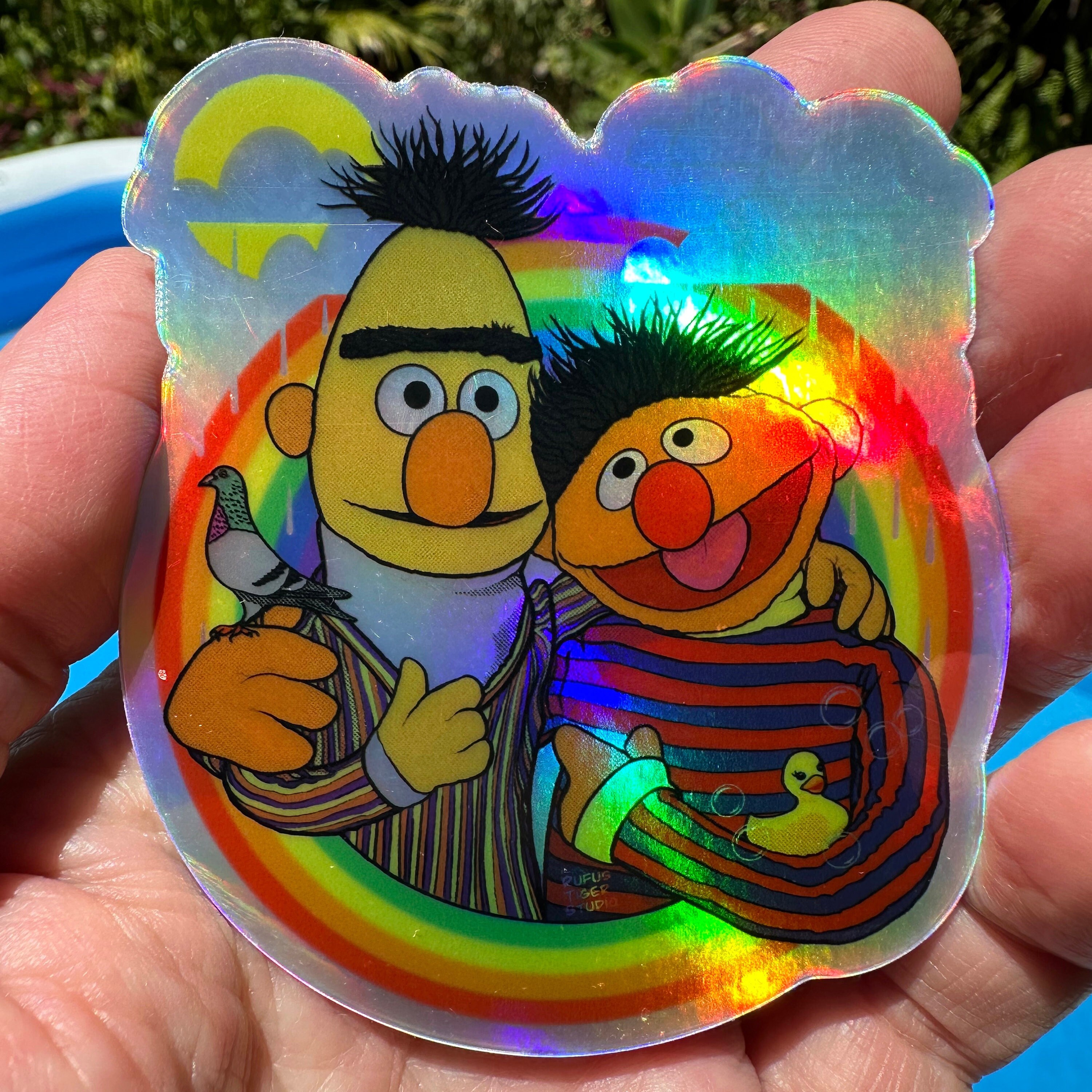 Embry Riddle Ernie Sticker Bert & Ernie Duckie Pigeon Holographic Rainbow Vinyl Sticker - Etsy