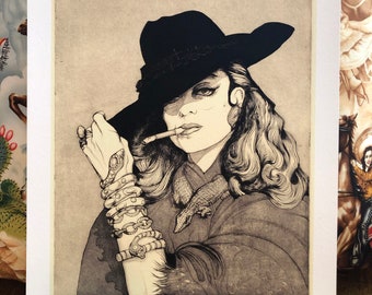 María Félix Stampa artistica di un'acquaforte originale