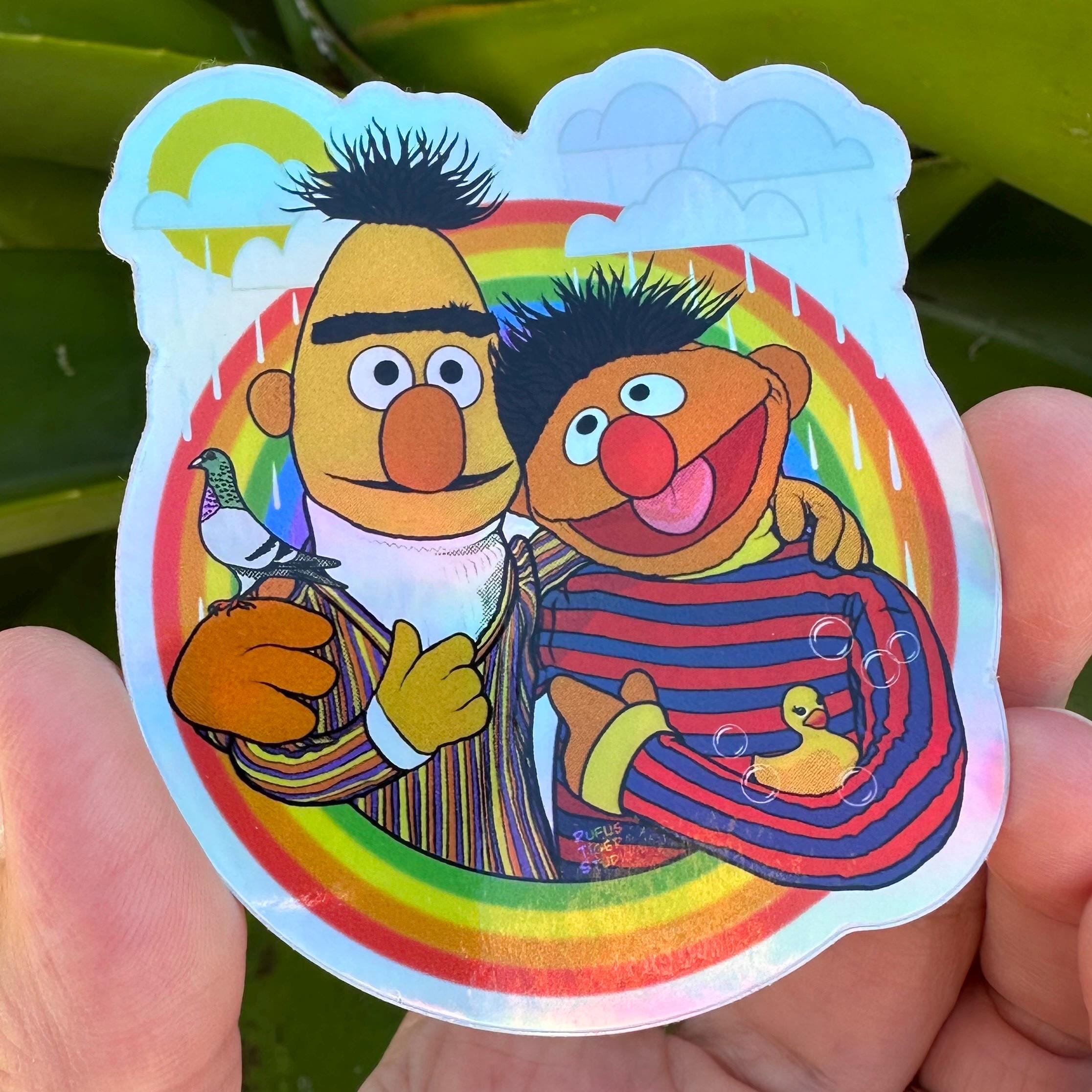 Embry Riddle Ernie Sticker Bert & Ernie Duckie Pigeon Holographic Rainbow Vinyl Sticker - Etsy