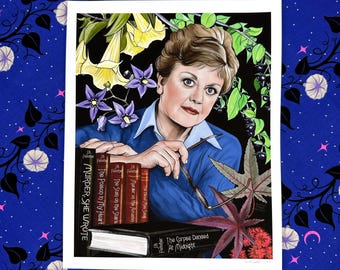 Angela Lansbury as Jessica Fletcher in Murder She Wrote Original Illustration Art Print