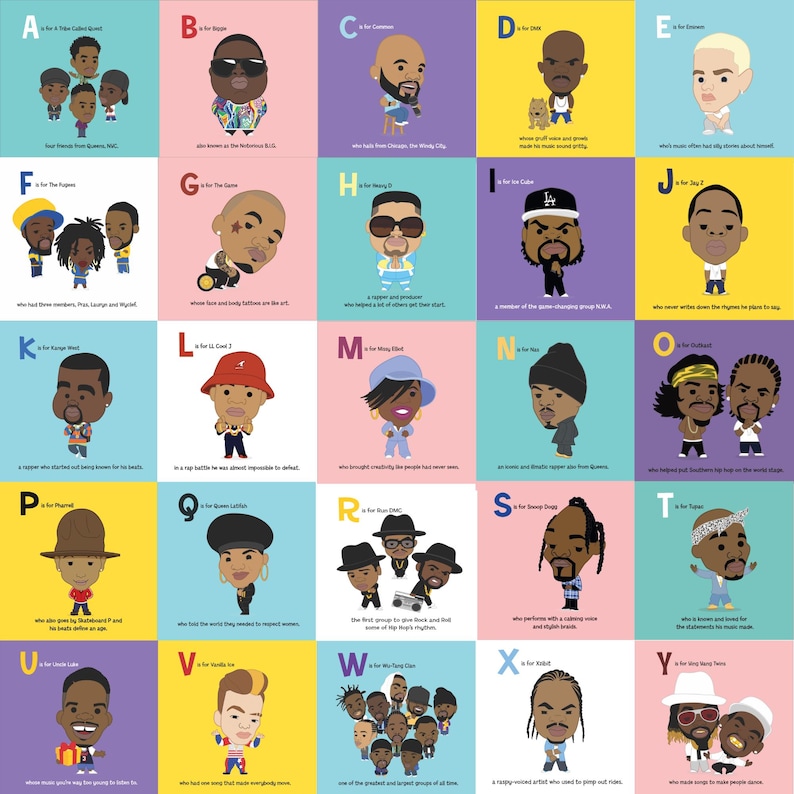 Hip Hop ABC Board Book: 90s Rap Icons for Babies & Toddlers - Etsy