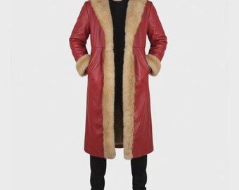 Men's Santa Coat Christmas Costume – Santa Claus Jacket for Adults, Cosplay Outfit, Red Santa Coat