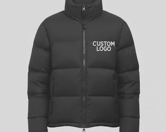 Chaqueta acolchada negra para hombre hecha a mano - Chaqueta acolchada negra para hombre con logotipo personalizado