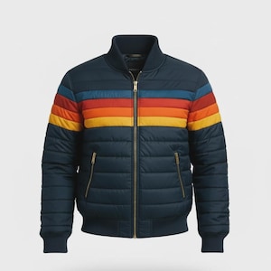 Handgjord unisex bomberjacka med regnbågsrand - Unisex regnbågsjacka