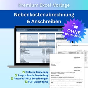 Modern Excel template for creating utility bills and automated cover letters with intuitive operation WITHOUT SHEET PROTECTION
