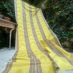 Vintage French Silk Moiré Furnishing Fabric | Regency Stripe Upholstery Textile Sold by the Metre