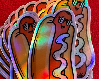 Holographic Hot Dog Stickers