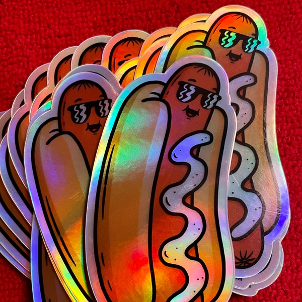 Holographic Hot Dog Stickers