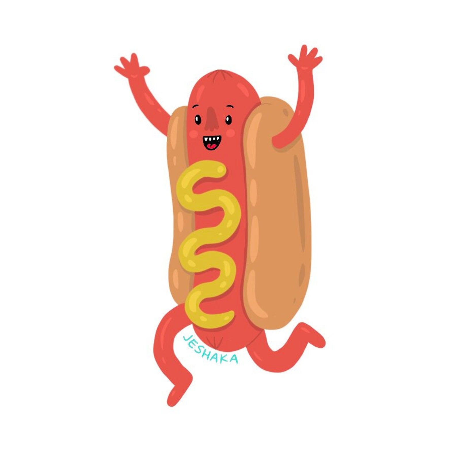 Happy Hot Dog Stickers - Etsy