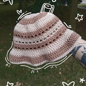 Custom crochet Bucket Hat – Handmade Crochet Hat / cottagecore hat / Striped Boho Summer Hat