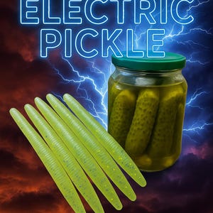Electric Pickle – 5.25&quot; Senko-Style Bass Worms (8-Pack) | Hand-Poured Soft Plastic Lures Custom Baits